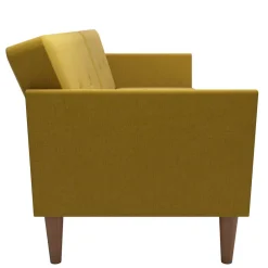 Wohnen Retro Möbel|Sofas*Retro Klappcouch in Senfgelb und Natur - Fiby