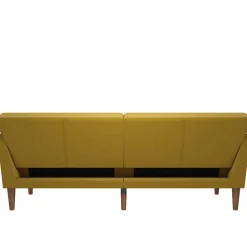 Wohnen Retro Möbel|Sofas*Retro Klappcouch in Senfgelb und Natur - Fiby