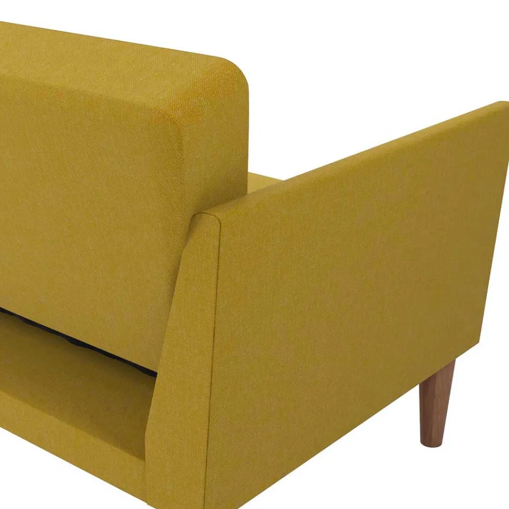 Wohnen Retro Möbel|Sofas*Retro Klappcouch in Senfgelb und Natur - Fiby