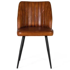 Wohnen Retro Lederstuhl in Cognac Braun - Valtte