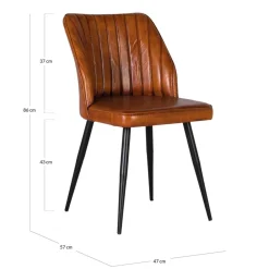 Wohnen Retro Lederstuhl in Cognac Braun - Valtte