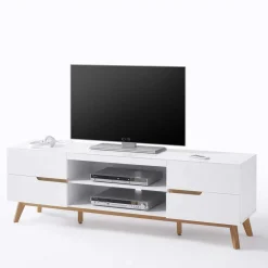 Wohnen Retro Lowboard für Fernseher Valezianos in Weiß