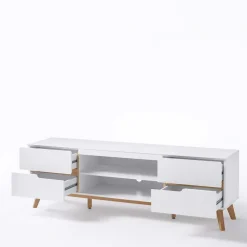 Wohnen Retro Lowboard für Fernseher Valezianos in Weiß