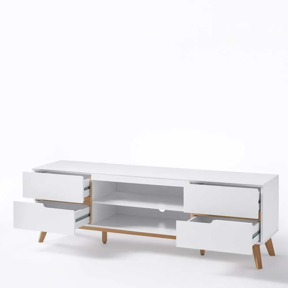 Wohnen Retro Lowboard für Fernseher Valezianos in Weiß