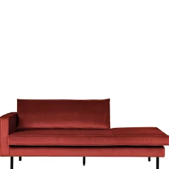 Wohnen Retro Möbel|Sofas*Retro Ottomane in Rotbraun Samt - Enzing