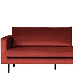 Wohnen Retro Möbel|Sofas*Retro Ottomane in Rotbraun Samt - Enzing