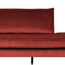 Wohnen Retro Möbel|Sofas*Retro Ottomane in Rotbraun Samt - Enzing