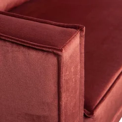 Wohnen Retro Möbel|Sofas*Retro Ottomane in Rotbraun Samt - Enzing