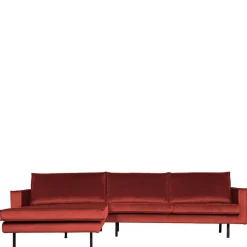 Wohnen Retro Polsterecke in Kastanienfarben Samtstoff - Enzing