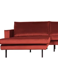 Wohnen Retro Polsterecke in Kastanienfarben Samtstoff - Enzing