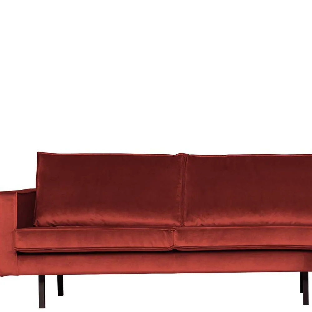 Wohnen Retro Polsterecke in Kastanienfarben Samtstoff - Enzing