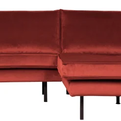 Wohnen Retro Polsterecke in Kastanienfarben Samtstoff - Enzing