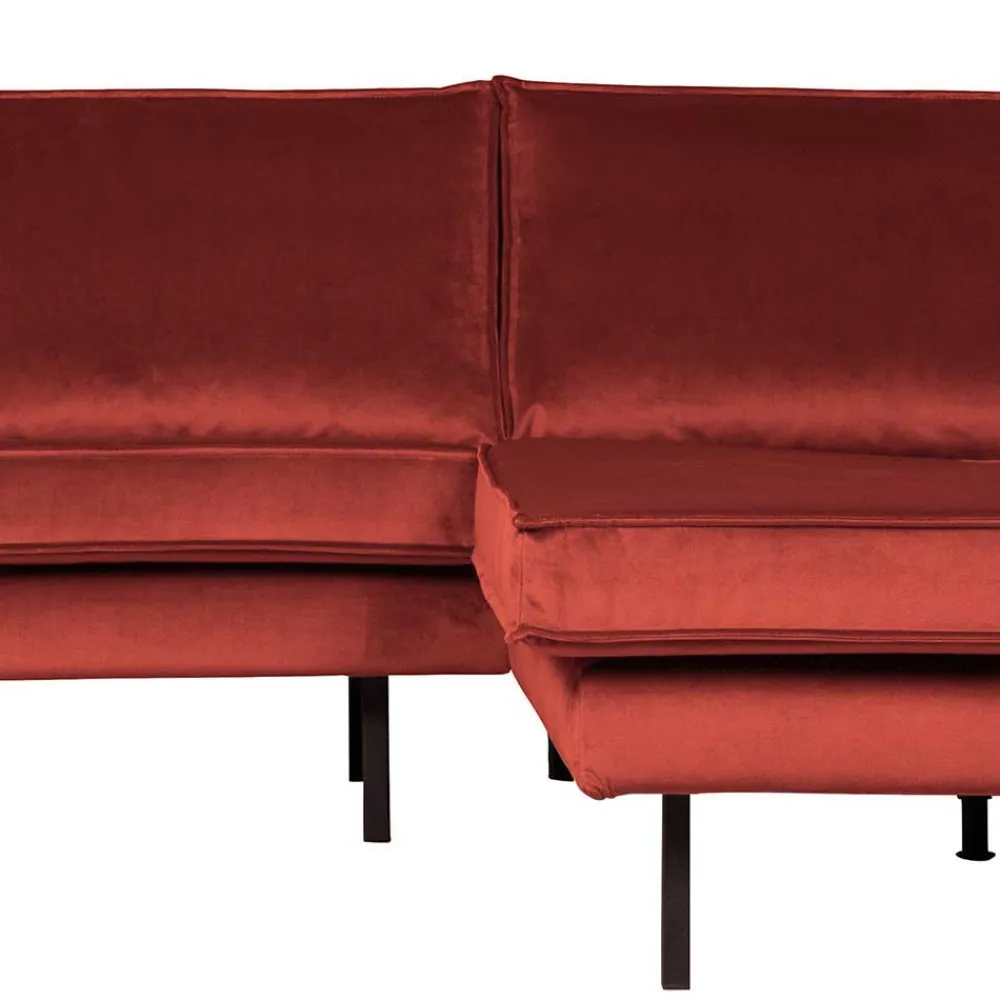 Wohnen Retro Polsterecke in Kastanienfarben Samtstoff - Enzing