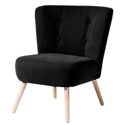 Wohnen Schwarze Möbel|Retro Möbel*Retro Polstersessel in Schwarz Velours - Adaliz