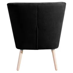 Wohnen Schwarze Möbel|Retro Möbel*Retro Polstersessel in Schwarz Velours - Adaliz