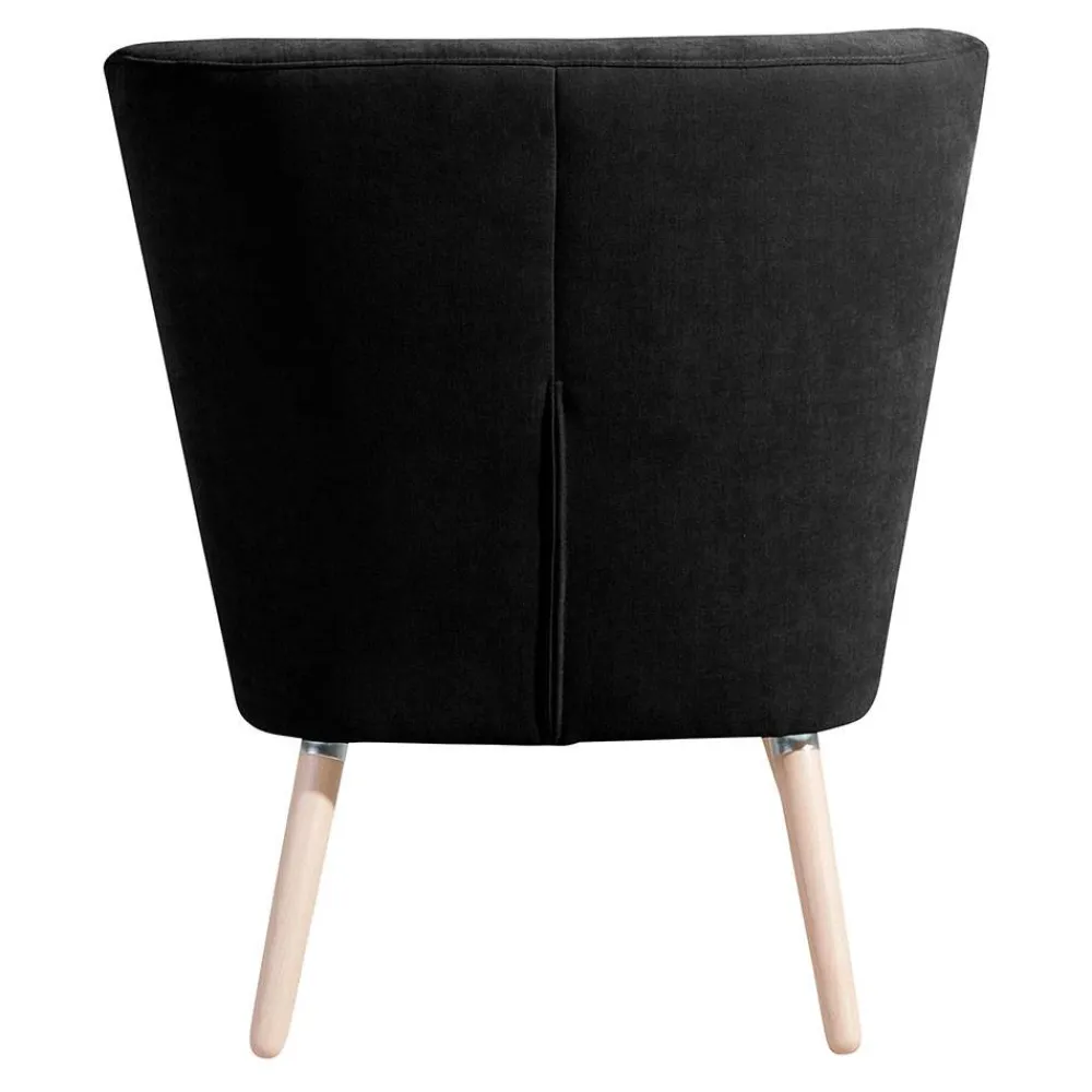 Wohnen Schwarze Möbel|Retro Möbel*Retro Polstersessel in Schwarz Velours - Adaliz