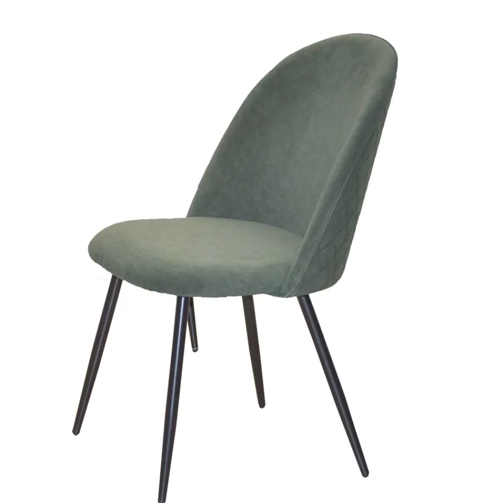 Wohnen Retro Möbel|Küchenstühle*Retro Polsterstühle in Oliv Grün - Perry (4er Set)