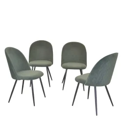 Wohnen Retro Möbel|Küchenstühle*Retro Polsterstühle in Oliv Grün - Perry (4er Set)