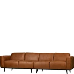 Wohnen Retro Recyclingleder Couch in Braun Cognac - Lasha