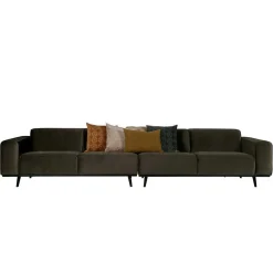 Wohnen Retro Samt Sofa in Dunkelgrün Italiano mit 280cm