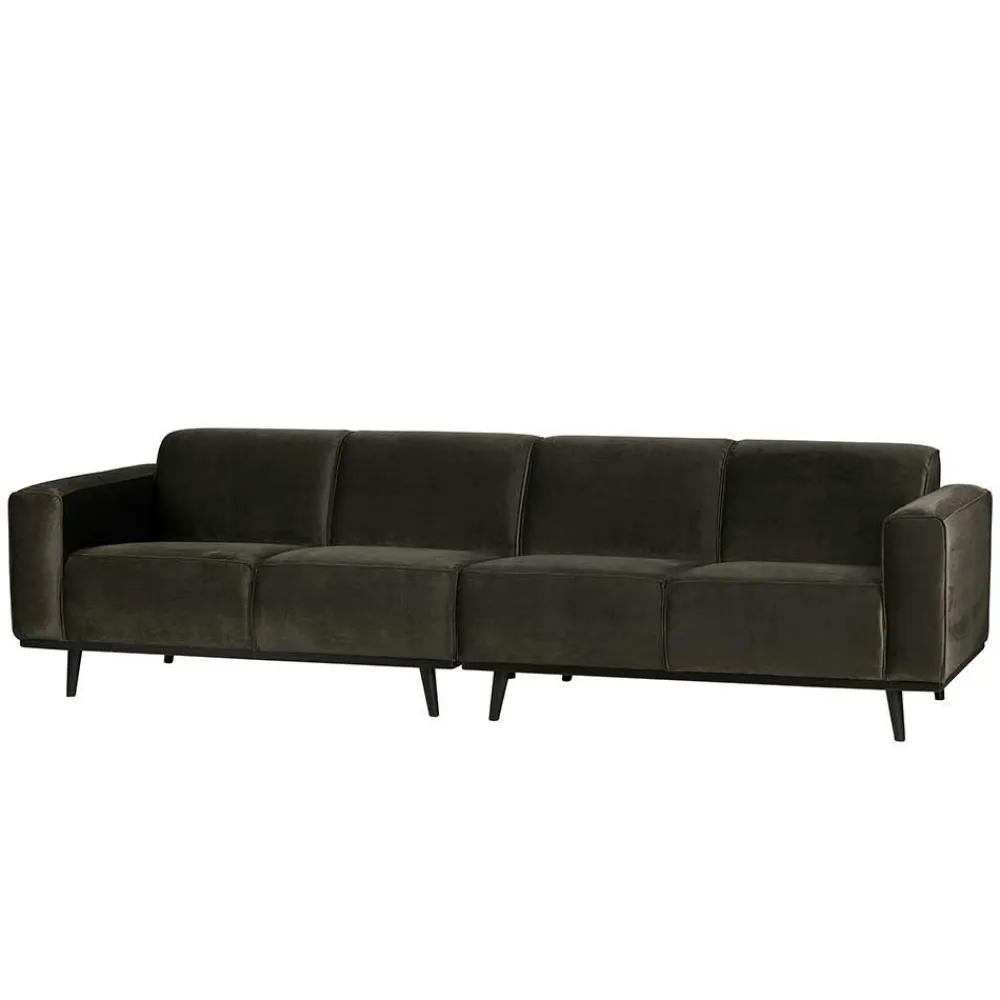 Wohnen Retro Samt Sofa in Dunkelgrün Italiano mit 280cm
