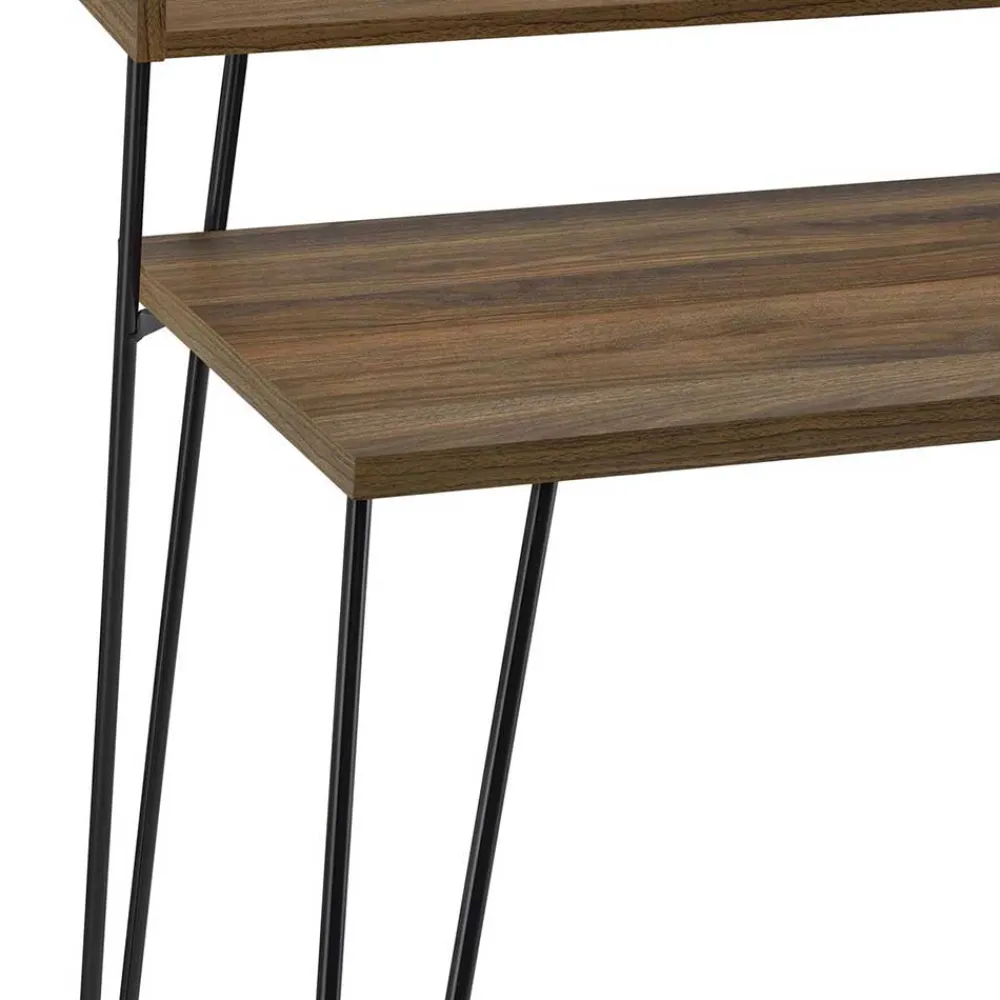 Wohnen Bürotische*Retro Schreibtisch in Walnuss Optik & Schwarz - Filumenta