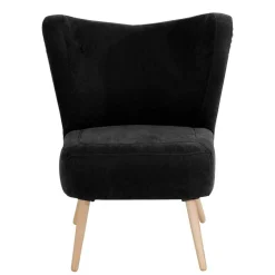 Wohnen Retro Möbel|Sessel & Hocker*Retro Sessel in Schwarz Velours - Kerou