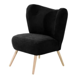 Wohnen Retro Möbel|Sessel & Hocker*Retro Sessel in Schwarz Velours - Kerou