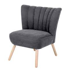 Wohnen Retro Style Sessel in Anthrazit Velours - Valentino