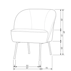 Wohnen Retro Style Sessel in Khaki Samtbezug - Cuba