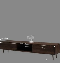 Wohnen Retro Möbel|Sideboards & Kommoden*Retro TV Element aus Nussbaum Massivholz - Rivossa