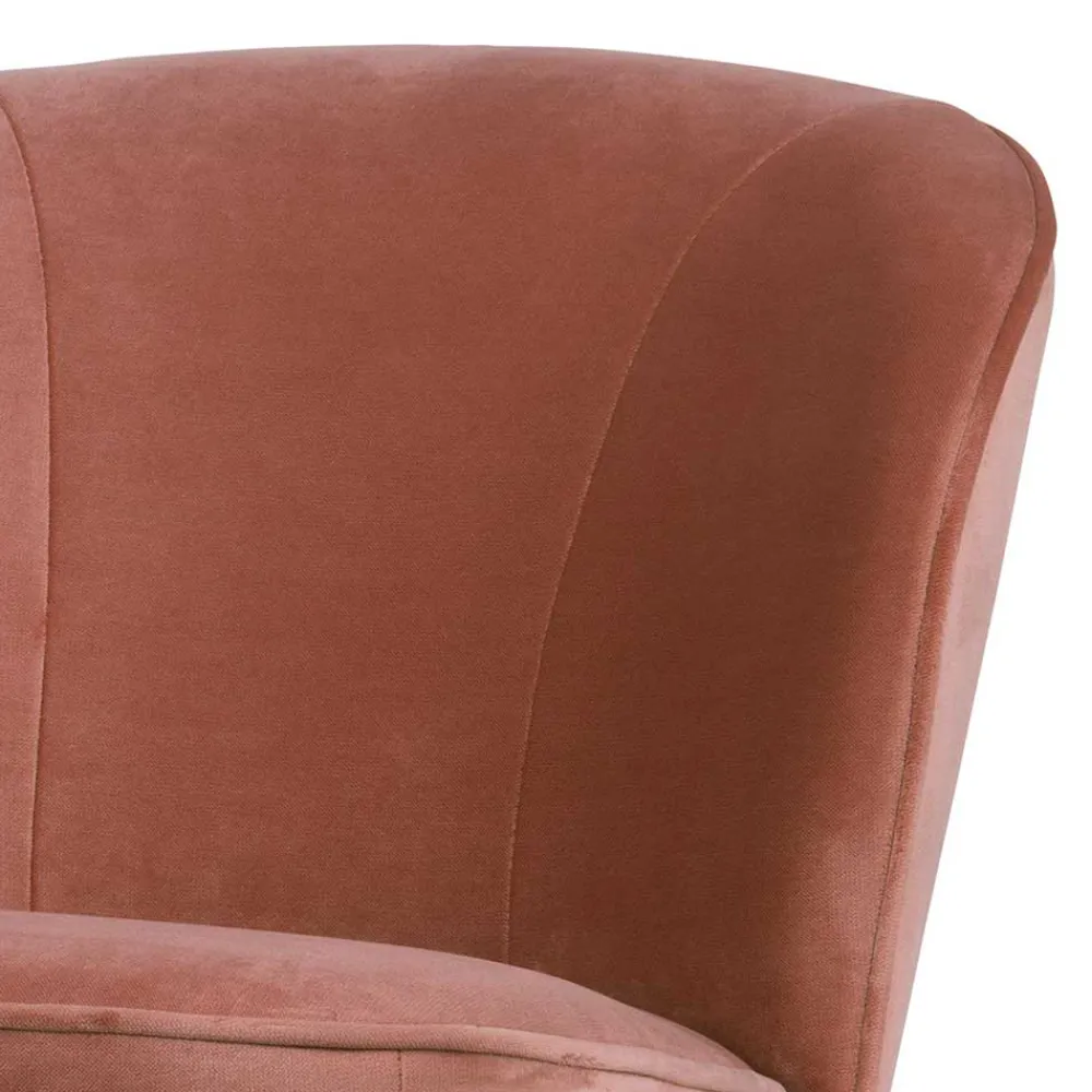 Wohnen Retro Möbel|Sessel*Retro Vintage Sessel in Altrosa Samt - Ventura