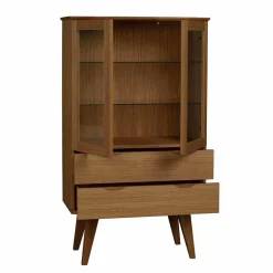 Wohnen Sideboards & Kommoden|Esszimmer-Vitrinen*Retro Vitrine in Eichefarben - Number