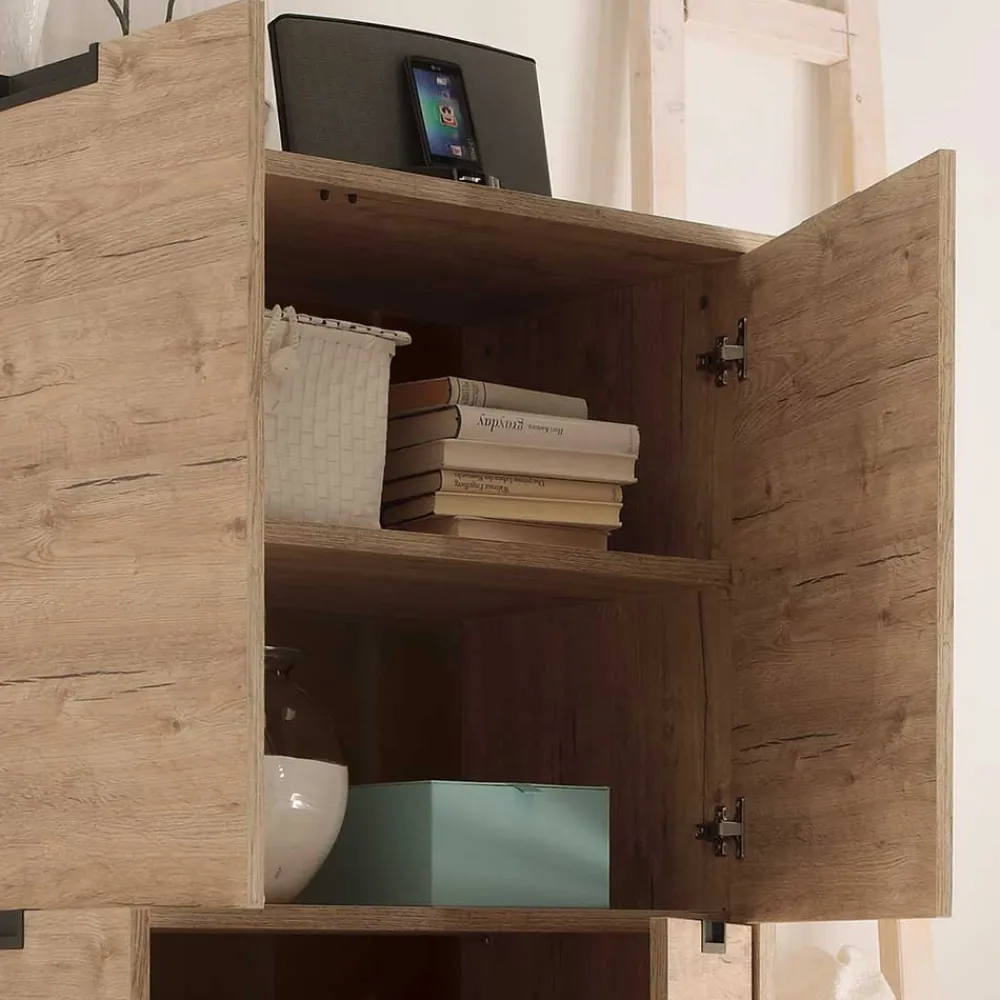 Wohnen Wohnzimmerschränke|Wohnwände*Retro Wohnwand im Eiche Dekor - Rodonda (dreiteilig)