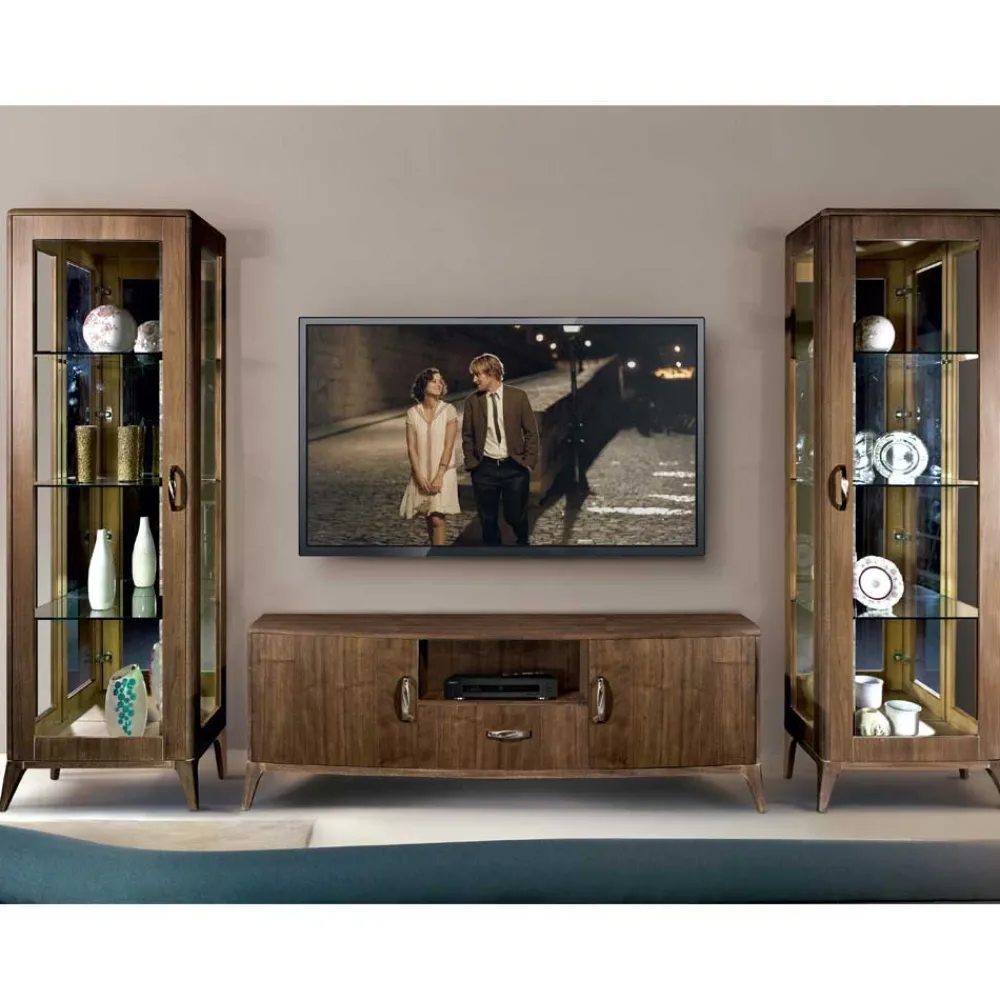 Wohnen Wohnwände|Wohnwand*Retro Wohnwandd in Nussbaum - Gralaz (dreiteilig)