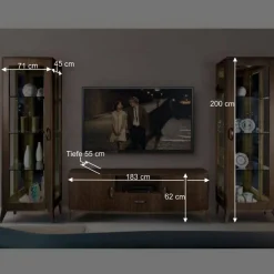 Wohnen Wohnwände|Wohnwand*Retro Wohnwandd in Nussbaum - Gralaz (dreiteilig)