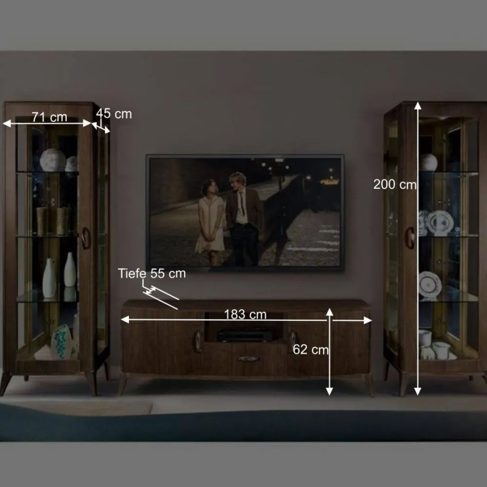 Wohnen Wohnwände|Wohnwand*Retro Wohnwandd in Nussbaum - Gralaz (dreiteilig)