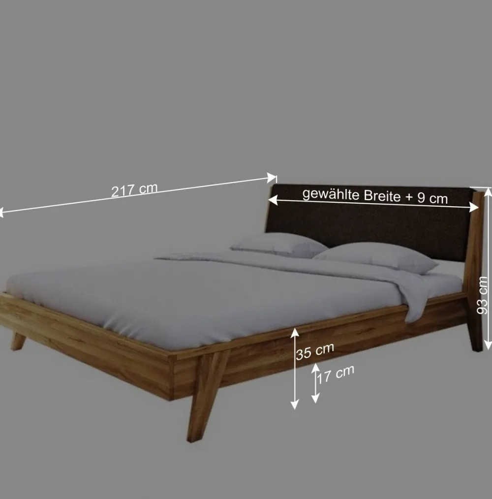 Wohnen Naturholzmöbel|Retro Möbel*Retrobett aus Wildeiche & Kunstleder - Hardus (dreiteilig)