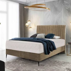 Wohnen Retrodesign Boxspringbett in Beige Velours - Hannah