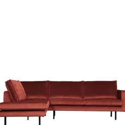 Wohnen Retrosofa in L-Form in Kastanienbraun - Enzing