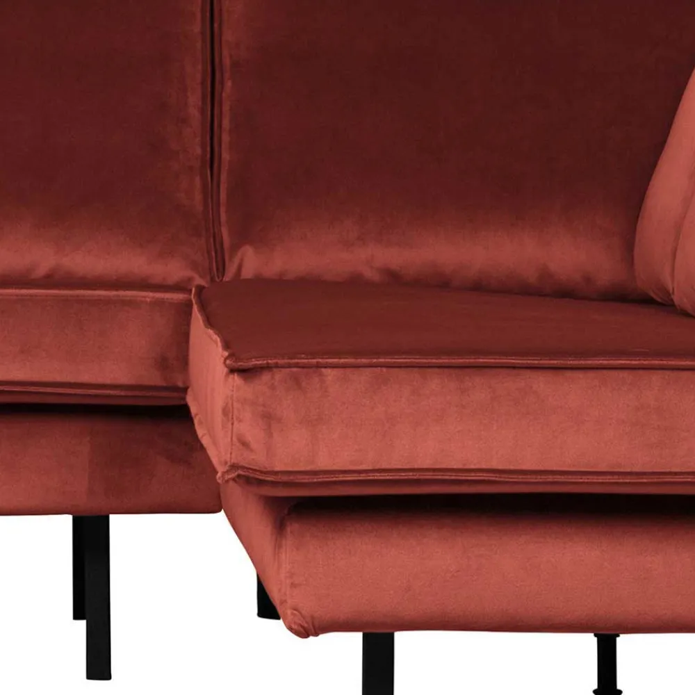 Wohnen Retrosofa in L-Form in Kastanienbraun - Enzing