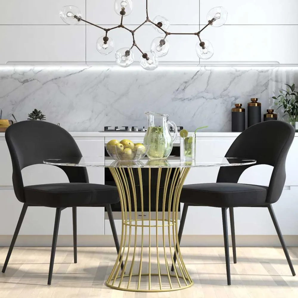 Wohnen Retro Möbel|Küchenstühle*Retrostuhl in Schwarz Samt - Magan