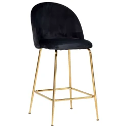 Wohnen Retrostyle Barstuhl in Schwarz und Gold - Chiosma (2er Set)