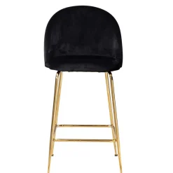 Wohnen Retrostyle Barstuhl in Schwarz und Gold - Chiosma (2er Set)