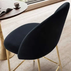 Wohnen Retrostyle Barstuhl in Schwarz und Gold - Chiosma (2er Set)