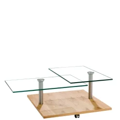Wohnen Rollbarer Sofatisch mit Glasplatten - Borgetto