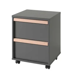 Wohnen Rollcontainer in Grau mit Buche - Navlius