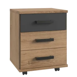 Wohnen Rollcontainer in Plankeneiche & Dunkelgrau - Uletria