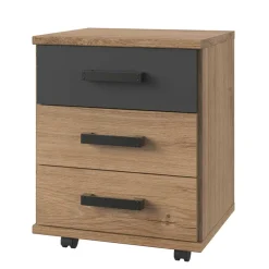 Wohnen Rollcontainer in Plankeneiche & Dunkelgrau - Uletria