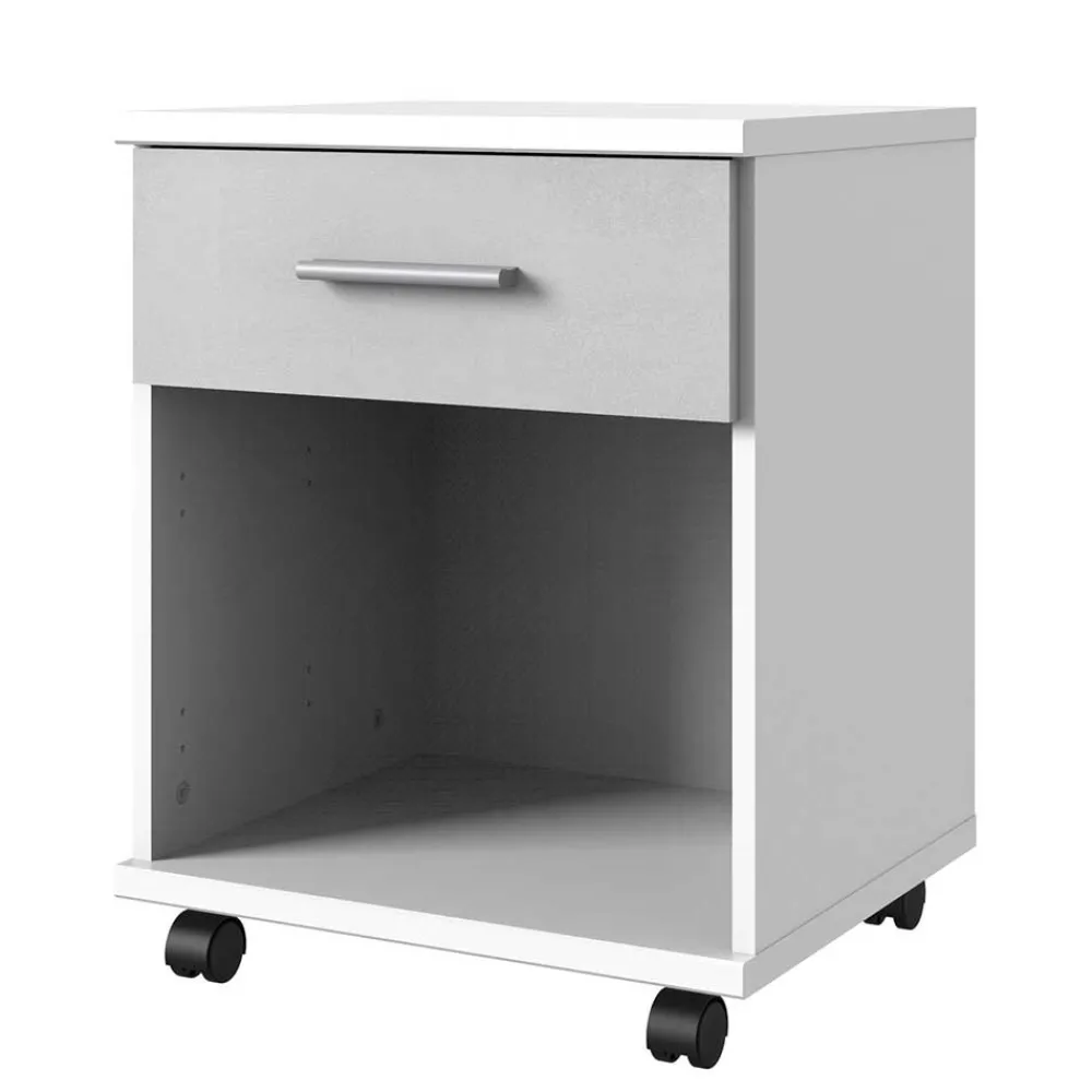 Wohnen Rollcontainer in Weiß & Beton Optik hell - Orsidio